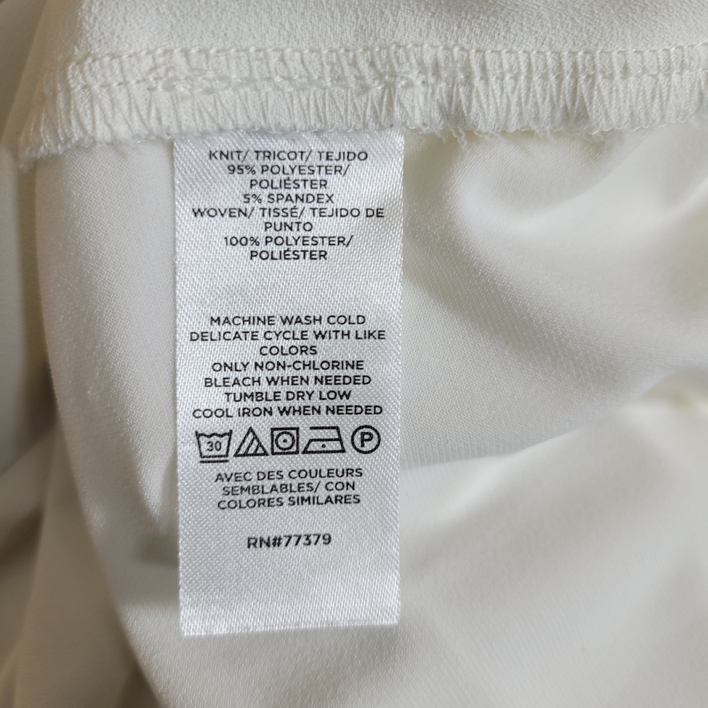 Ann Taylor Women's Cream Kimono Sleeve Chiffon V-Neck Tunic Minimalist Top XL - Picture 7 of 7